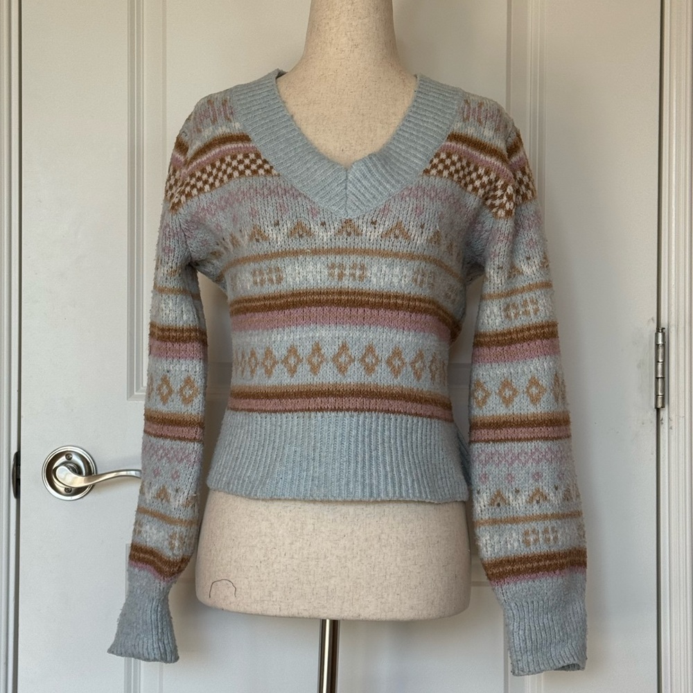 Hippie Rose Multicolor V-Neck Sweater